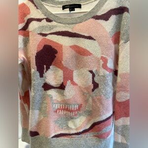 Skull Cashmere Pink and Gray Skull Sweater
